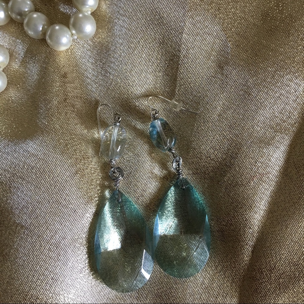 Blue Glass Drop Earrings