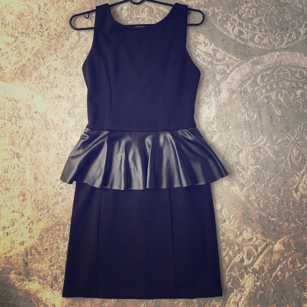 Bloomingdales vegan leather peplum dress