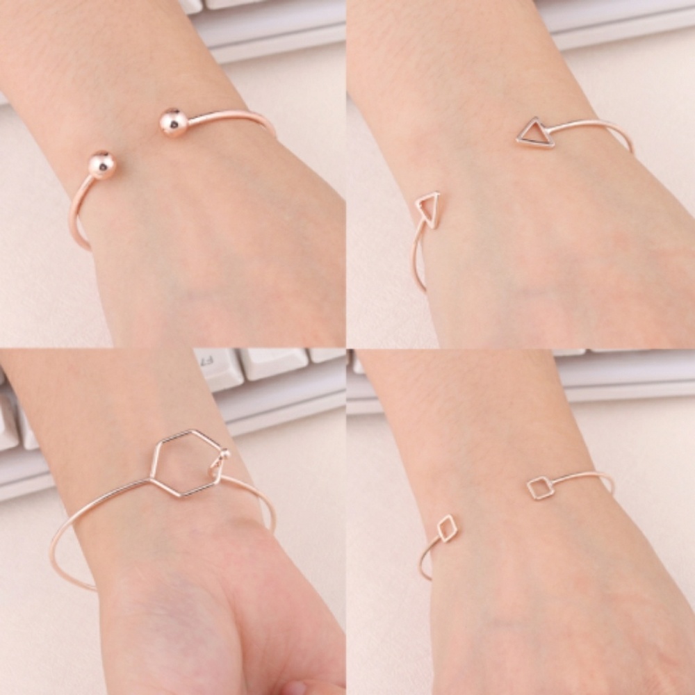 Silver / Gold Double Triangle Cuff Bangle Bracelet