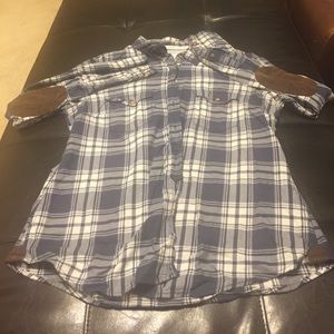 Collared flannel shirt with teacher elbows