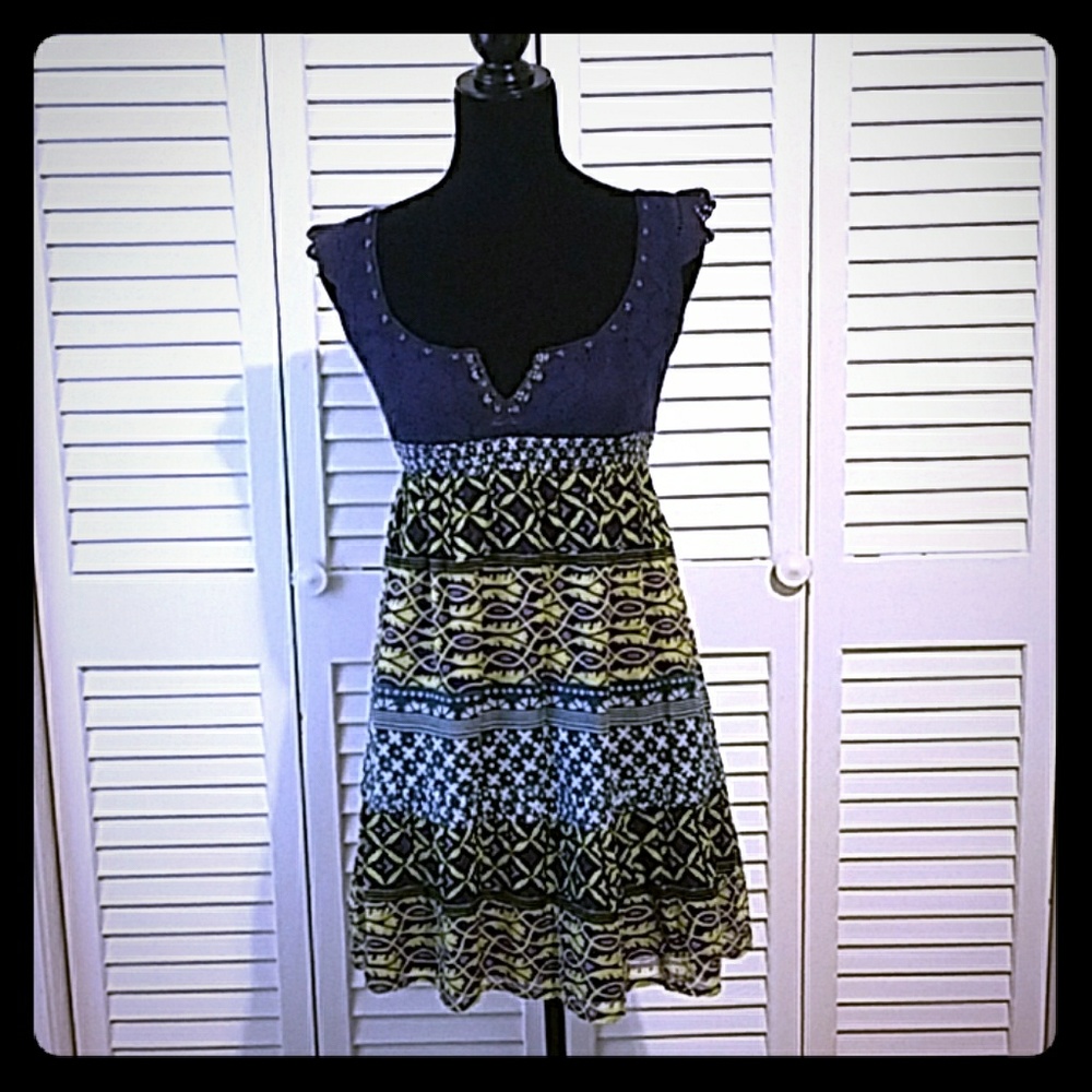 Free People Blue Print Dress