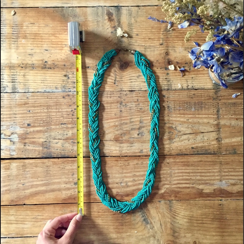 Long Teal & Gold Beaded necklace!