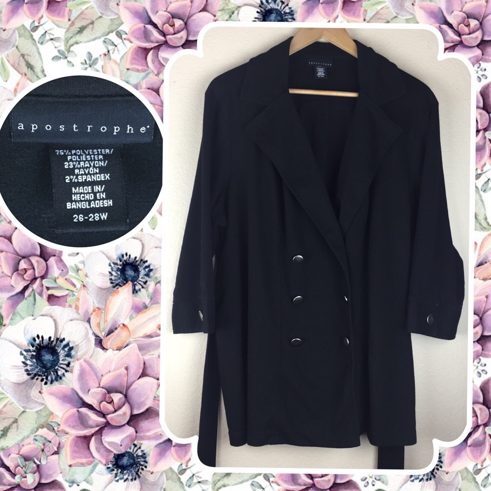 Apostrophe Black Button Up Causual Plus Jacket 26W