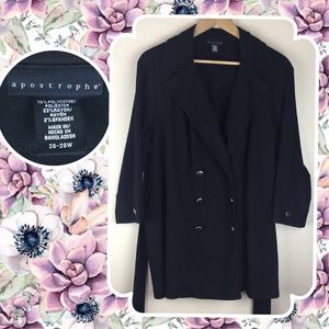 Apostrophe Black Button Up Causual Plus Jacket 26W