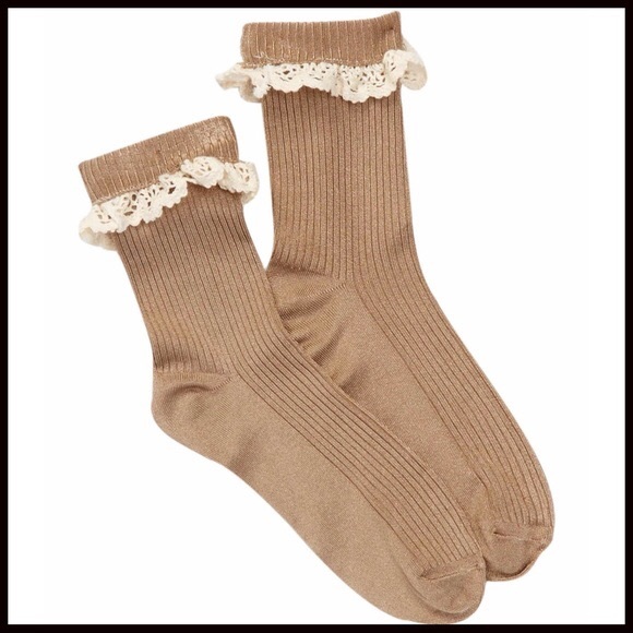FREE PEOPLE CROCHET LACE TRIM ANKLE BOOT SOCKS - Picture 2 of 5