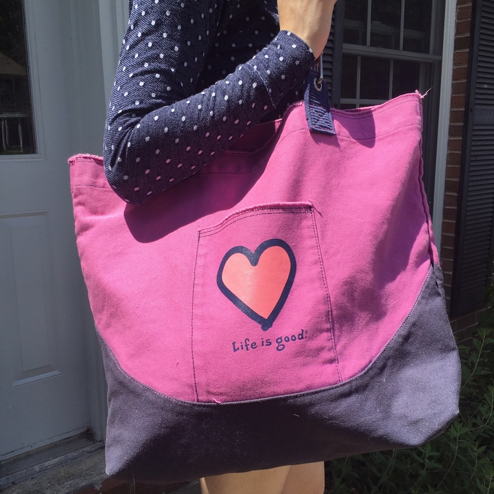 "Life is Good" Heart Tote Bag 💗