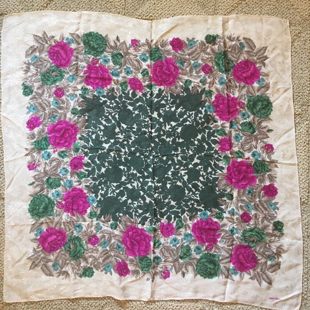 ❌ SOLD ❌ Floral Vintage Albert Nipon Square Scarf