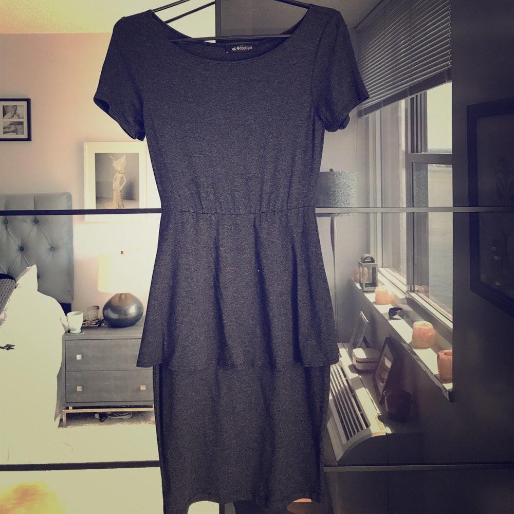 NJC Heather Grey Peplum Dress
