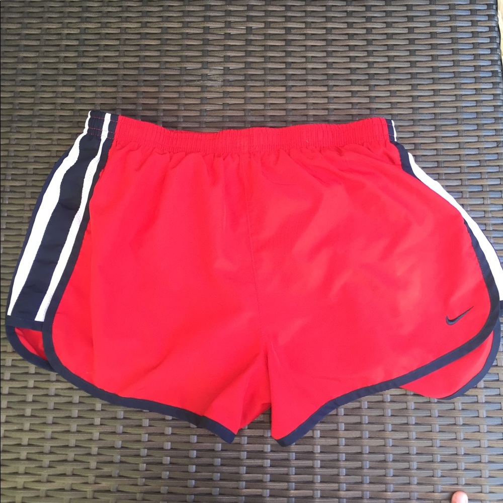 Nike red running shorts