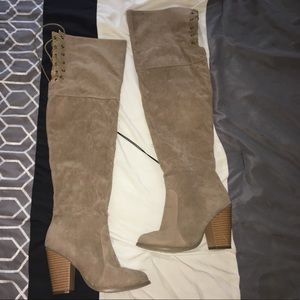 Over the knee nude boots
