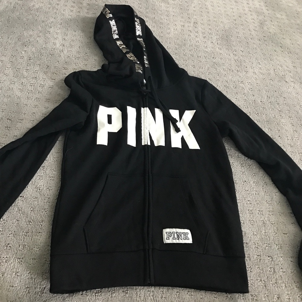 Victoria secret pink black zip up hoodie
