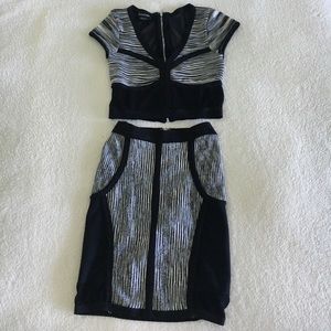Bebe Mesh Crop Top + Skirt Set 🖤 Sz XS