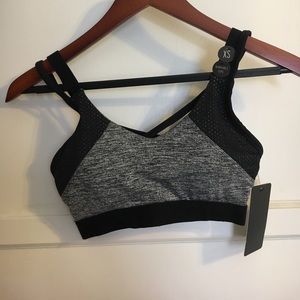 Black & gray strappy sports bra