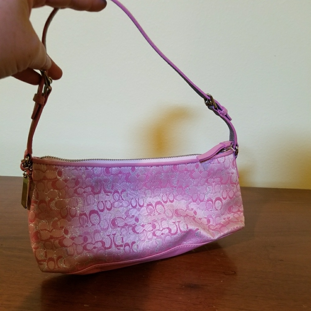 Pink and silver coach bag
