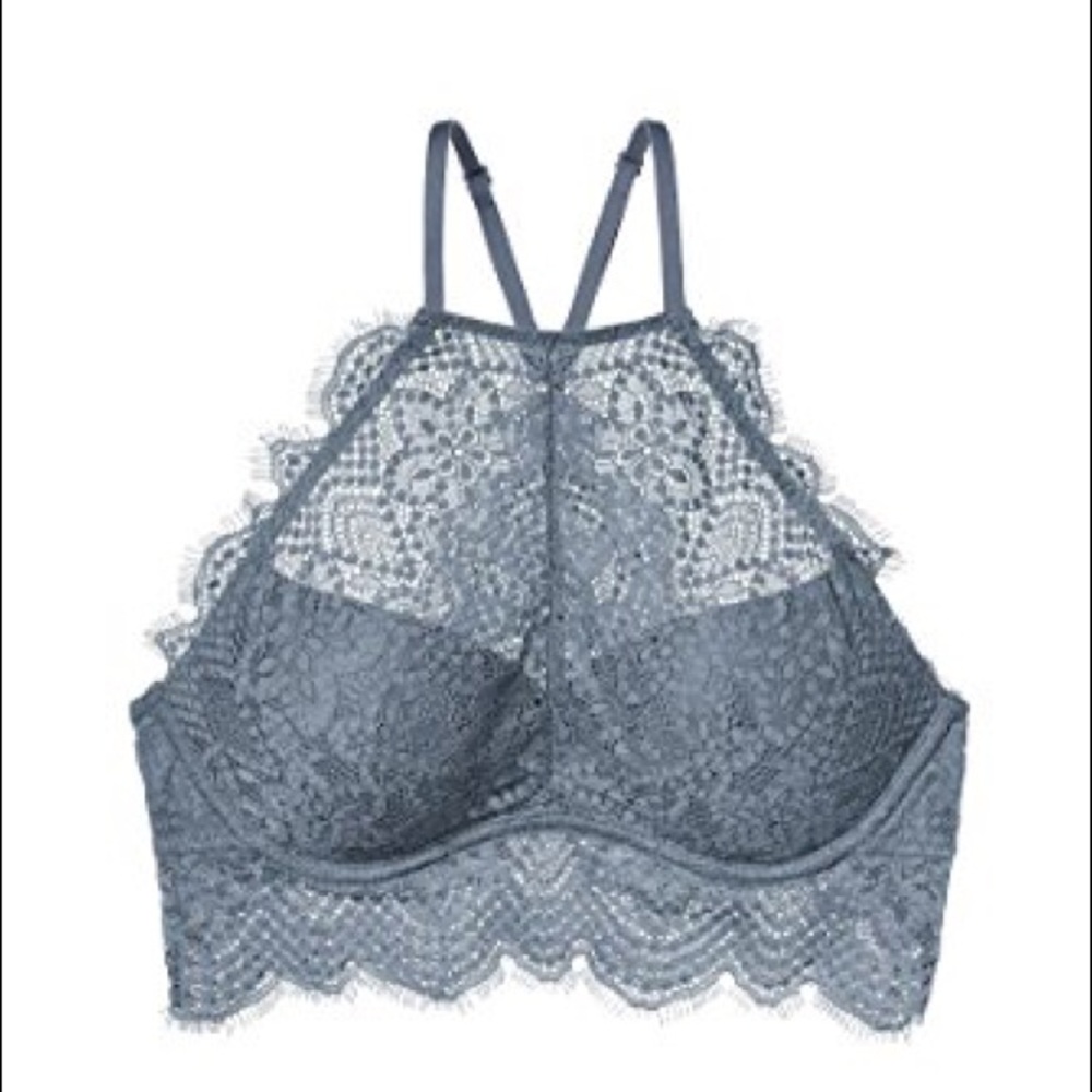 ❌SOLD❌ NEW Grey Padded Push-up XS VS Bra Lace Top