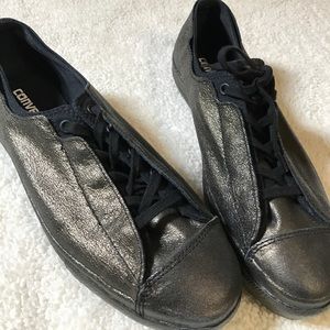 Women's Black Metallic Converse Sneakers - 10