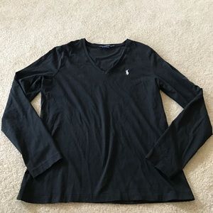 Ralph Lauren v-neck, long sleeve cotton shirt