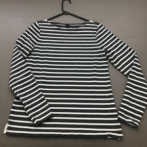 J.Crew long sleeve Charcoal/white striped Tee M