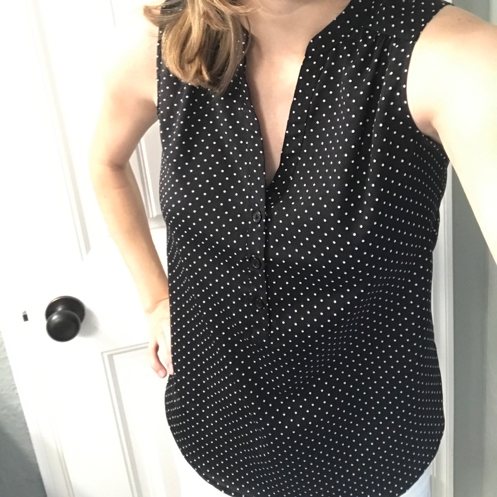 New York and company polka dot sleeveless blouse
