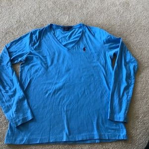 Ralph Lauren v-neck, long sleeve cotton shirt