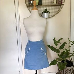 Motel mod corduroy light blue mini skirt