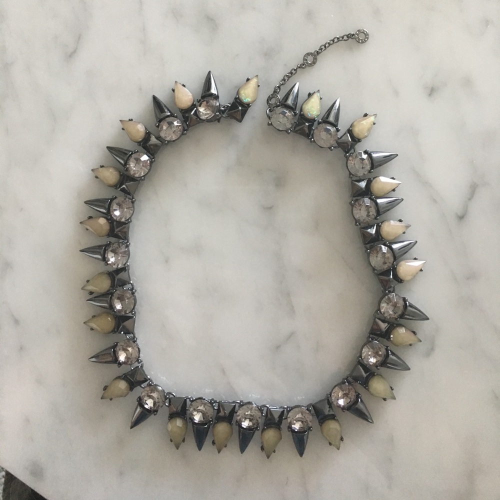 Hardware gem collar necklace