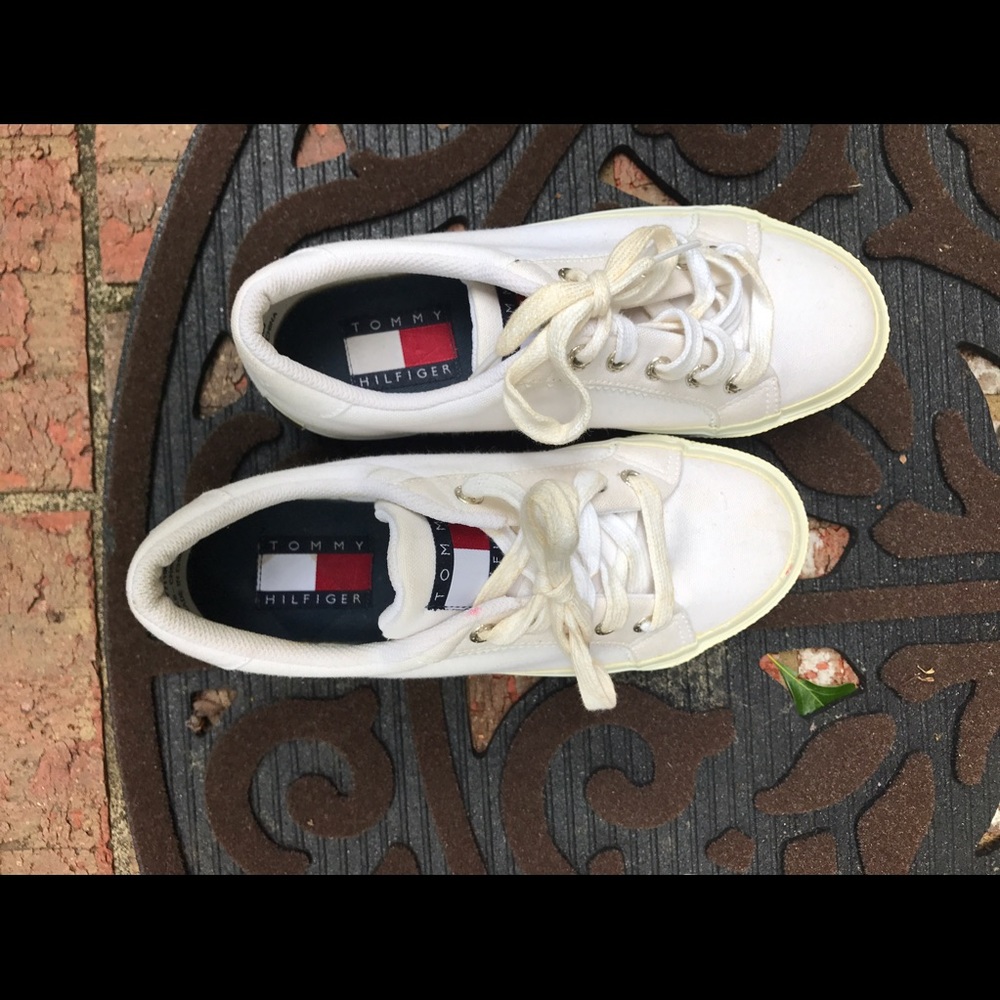 White Tommy Hilfiger platform sneakers