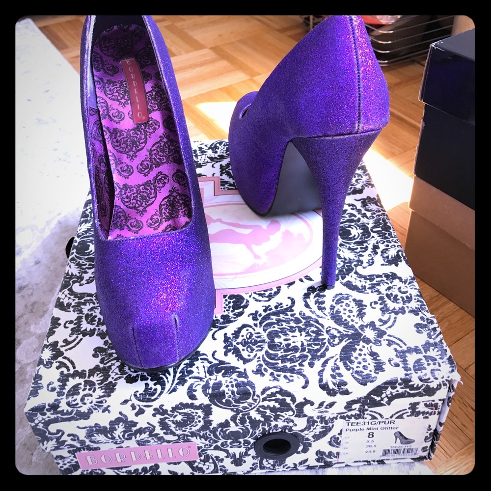 Patricia Field Purple Glitter Heels