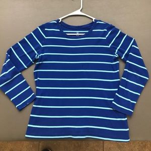 Landsend long sleeve small blue striped tee