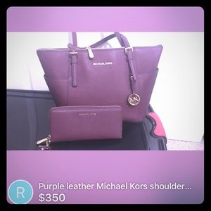 MK Jet Set Tote & wallet- Plum