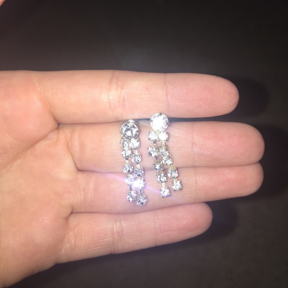 Silver Jeweled Earrings