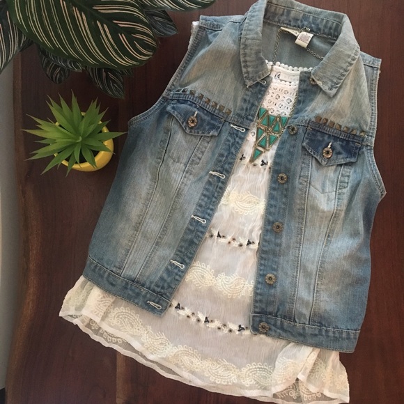 Mudd Jackets & Blazers - Denim vest with studded details