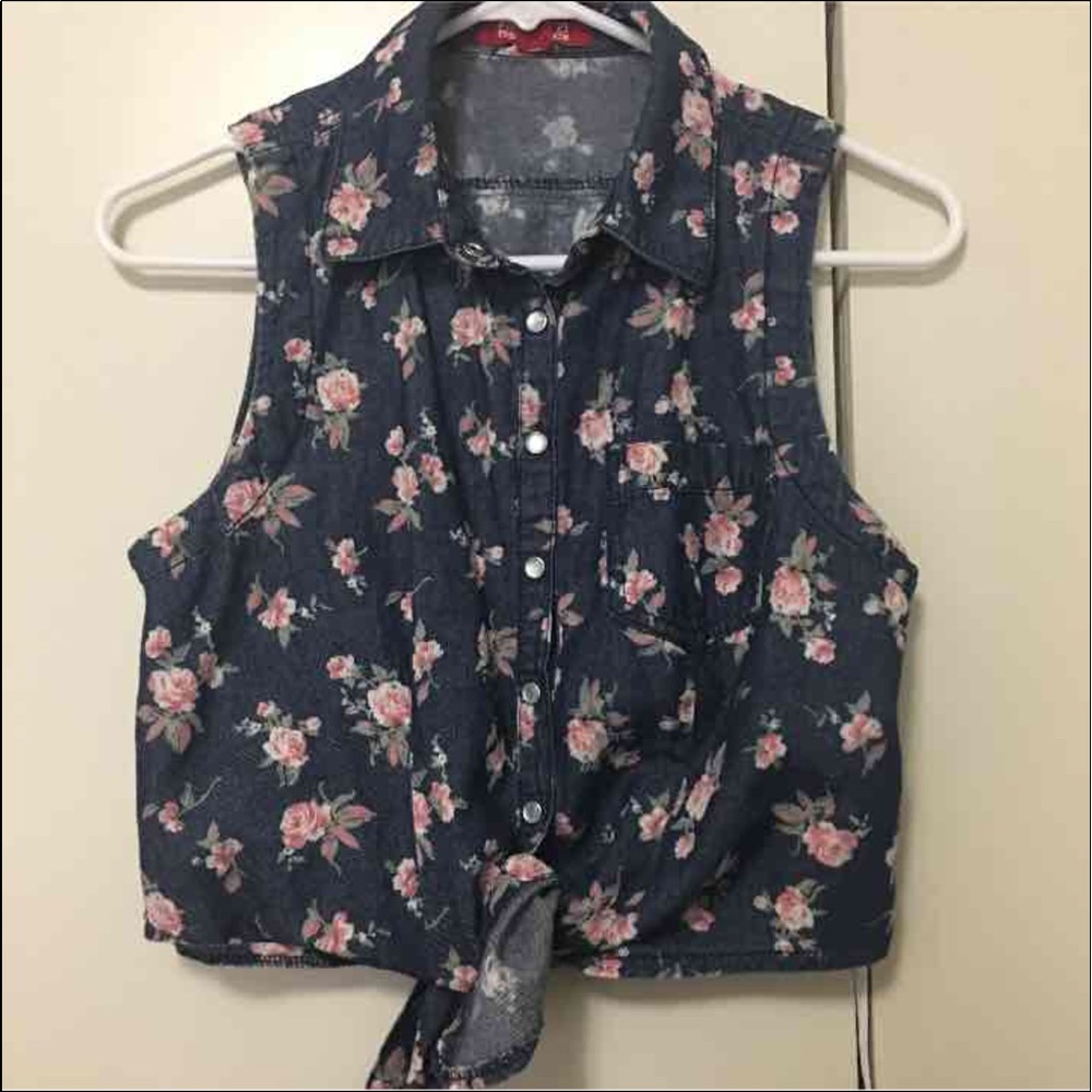 Floral denim crop top