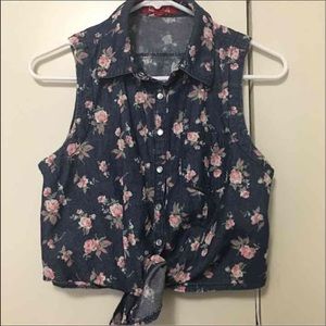 Floral denim crop top