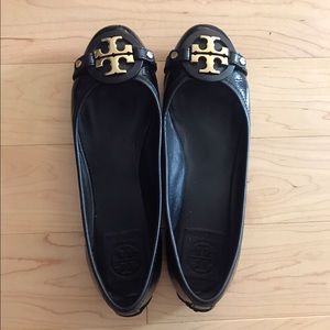 Black Patent Tory Burch Flats, Size 7.5