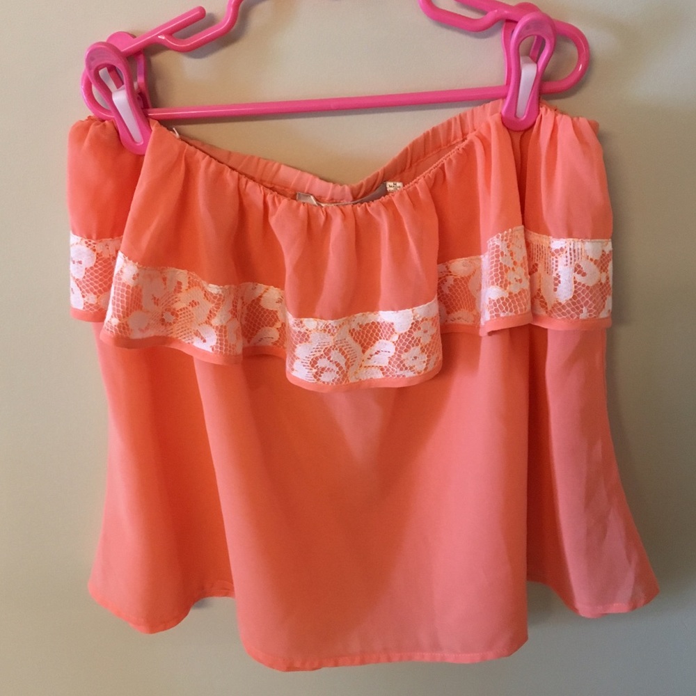Bright Coral Ruffle Tier Top