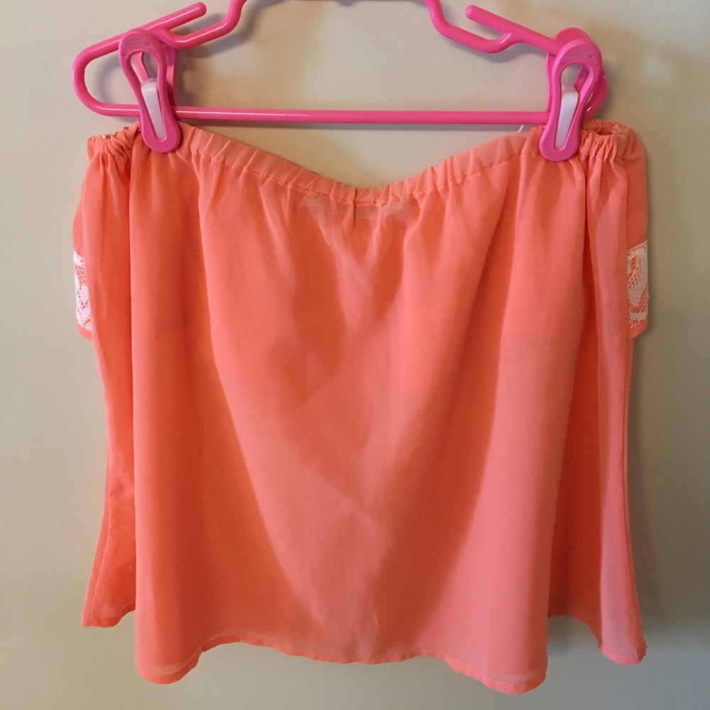 Bright Coral Ruffle Tier Top - Picture 3 of 4