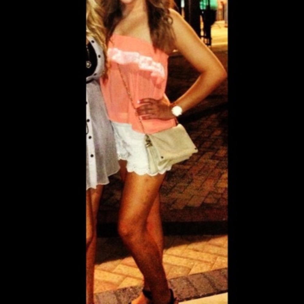 Bright Coral Ruffle Tier Top - Picture 4 of 4