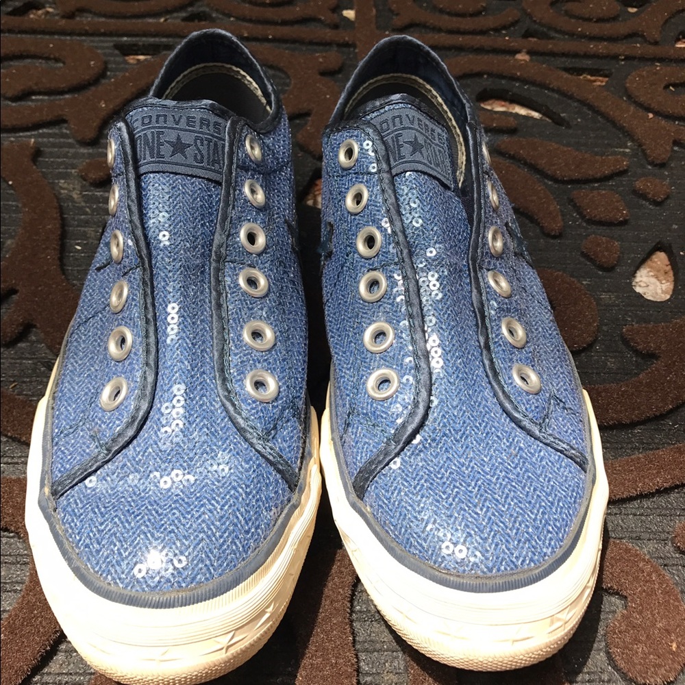 Blue Sequined Converse (slip-ons)
