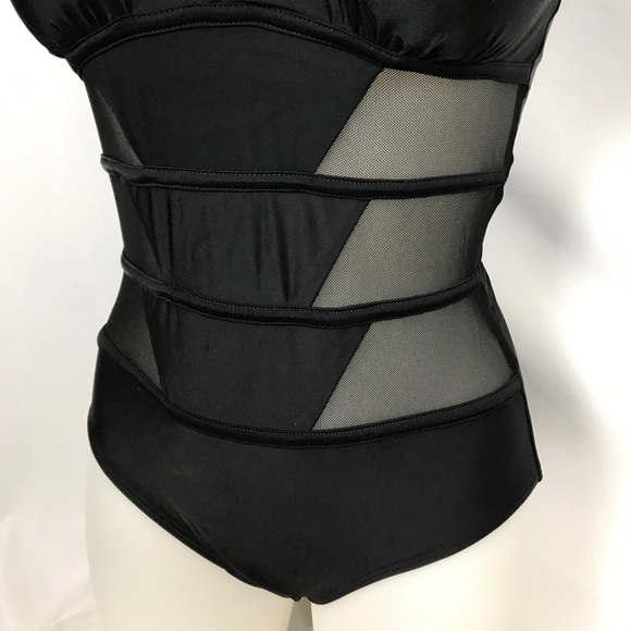 New! Black one piece swim suit mesh sides SEXY - Picture 3 of 5