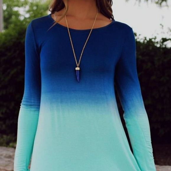 Sale! Dazzling Blue Seafoam Ombre Dress S-4X - Picture 2 of 6