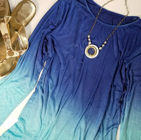 Sale! Dazzling Blue Seafoam Ombre Dress S-4X - Picture 5 of 6