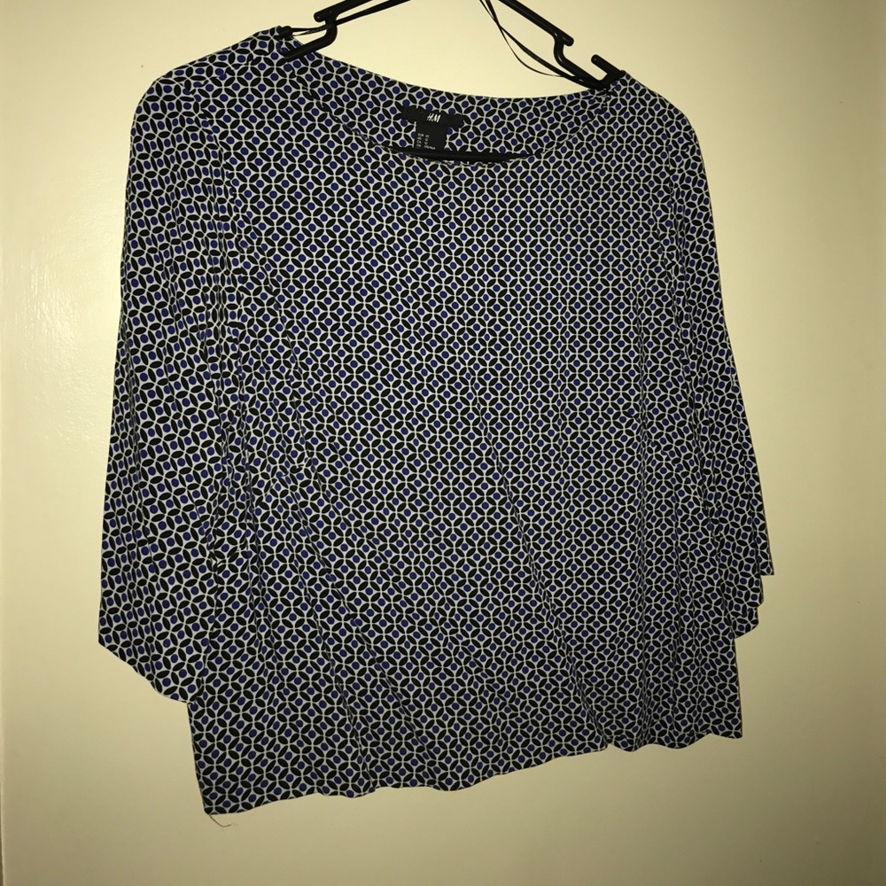 Black, blue and white blouse
