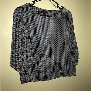 Black, blue and white blouse