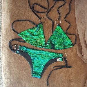 Teal sequin bikini