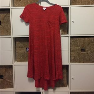 LulaRoe Carly XXS Red w/ Black Microstriping