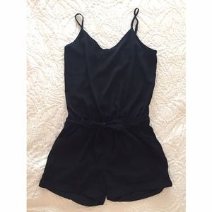 Black Romper with Tie Waist