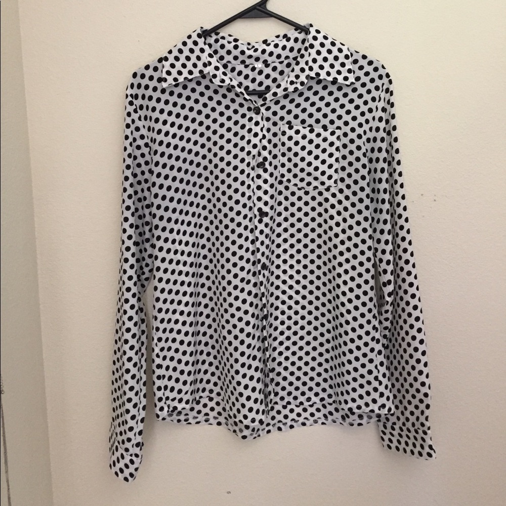 Black and White Polkadot Dress Shirt