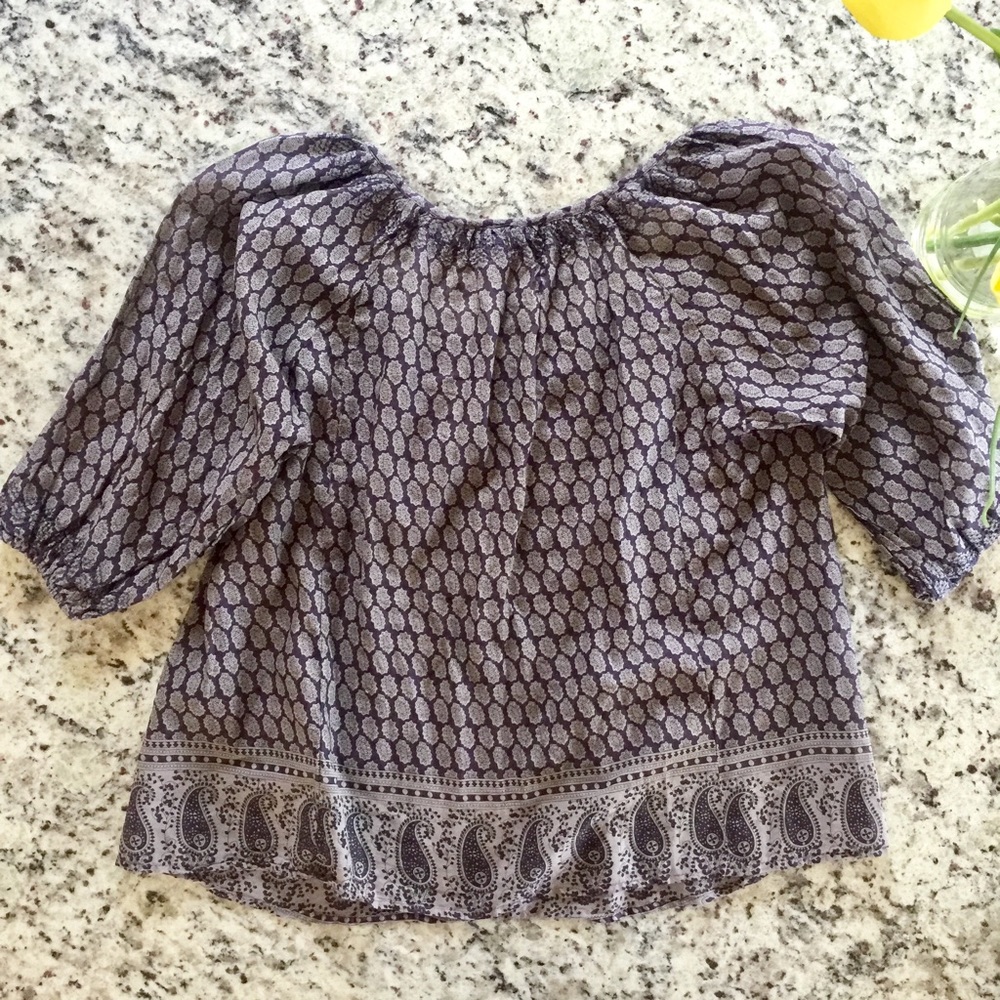 Joie Plum Paisley Peasant Light Weight Top Sz M - Picture 4 of 6