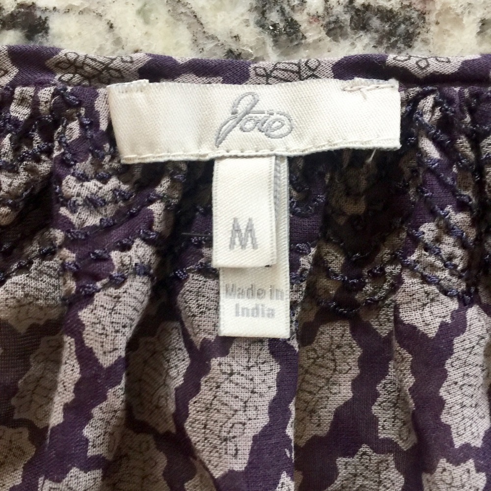 Joie Plum Paisley Peasant Light Weight Top Sz M - Picture 5 of 6